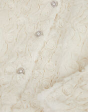 Cornelli Embroidered Faux Fur Jacket, Ivory (IVORY), large