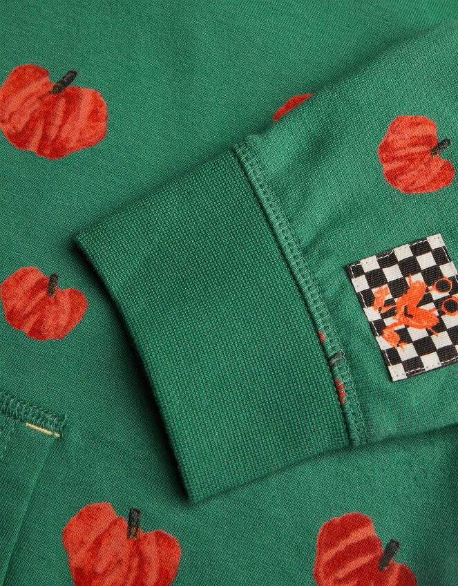Pumpkin Print Hoodie, Green (GREEN), large