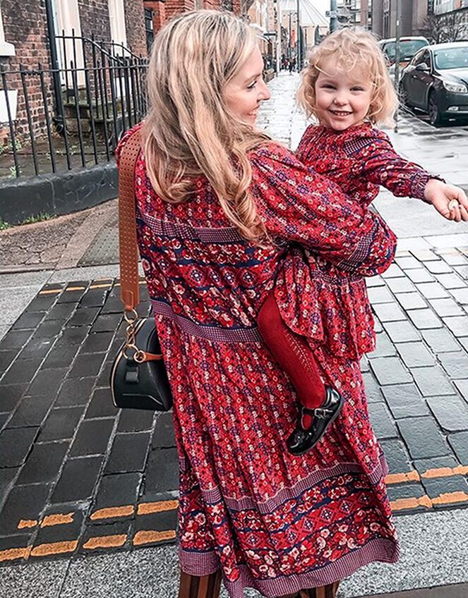 Deanna Mini Me Printed Dress in Sustainable Viscose Red | Girls' Dresses |  Monsoon Global.