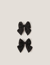 2-Pack School Bow Hair Clips, Black (BLACK), large