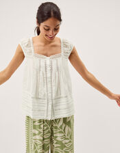 Olivia Lace Trim Top, Ivory (IVORY), large