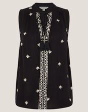 Samara Embroidered Tank Top, Black (BLACK), large