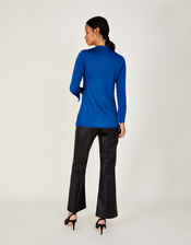 Cowl Neck Jersey Top, Blue (COBALT), large