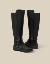 Milly Leather Knee High Boots , Black (BLACK), large