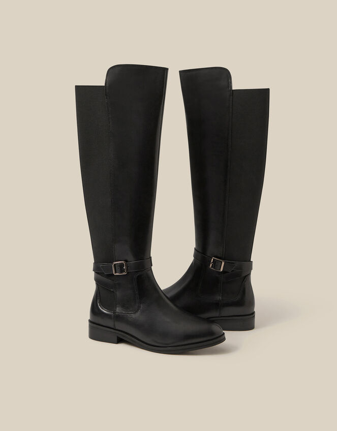 Milly Leather Knee High Boots , Black (BLACK), large