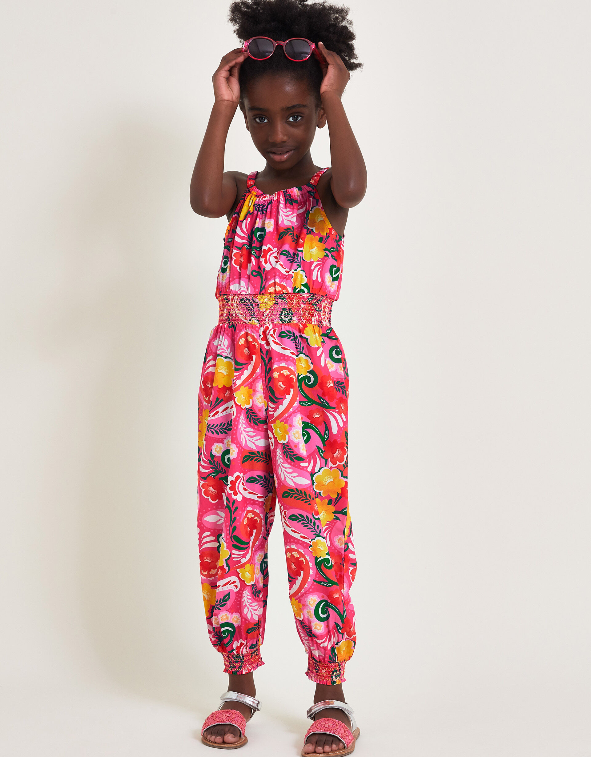 Floral Swirl Jumpsuit Pink Girls Beach Swimwear Monsoon Global