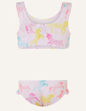 Multi Unicorn Frill Bikini Set, Pink (PALE PINK), large