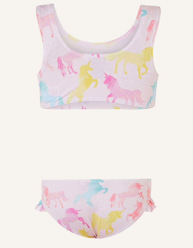 Multi Unicorn Frill Bikini Set, Pink (PALE PINK), large