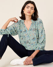 Embellished Blouse in LENZING™ ECOVERO™, Green (GREEN), large