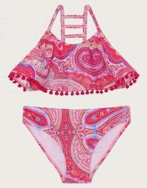 Paisley Frill Bikini Set, Orange (ORANGE), large