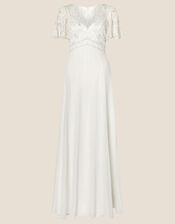 Stephanie Embellished Bridal Dress in Recycled Polyester, Ivory (IVORY), large