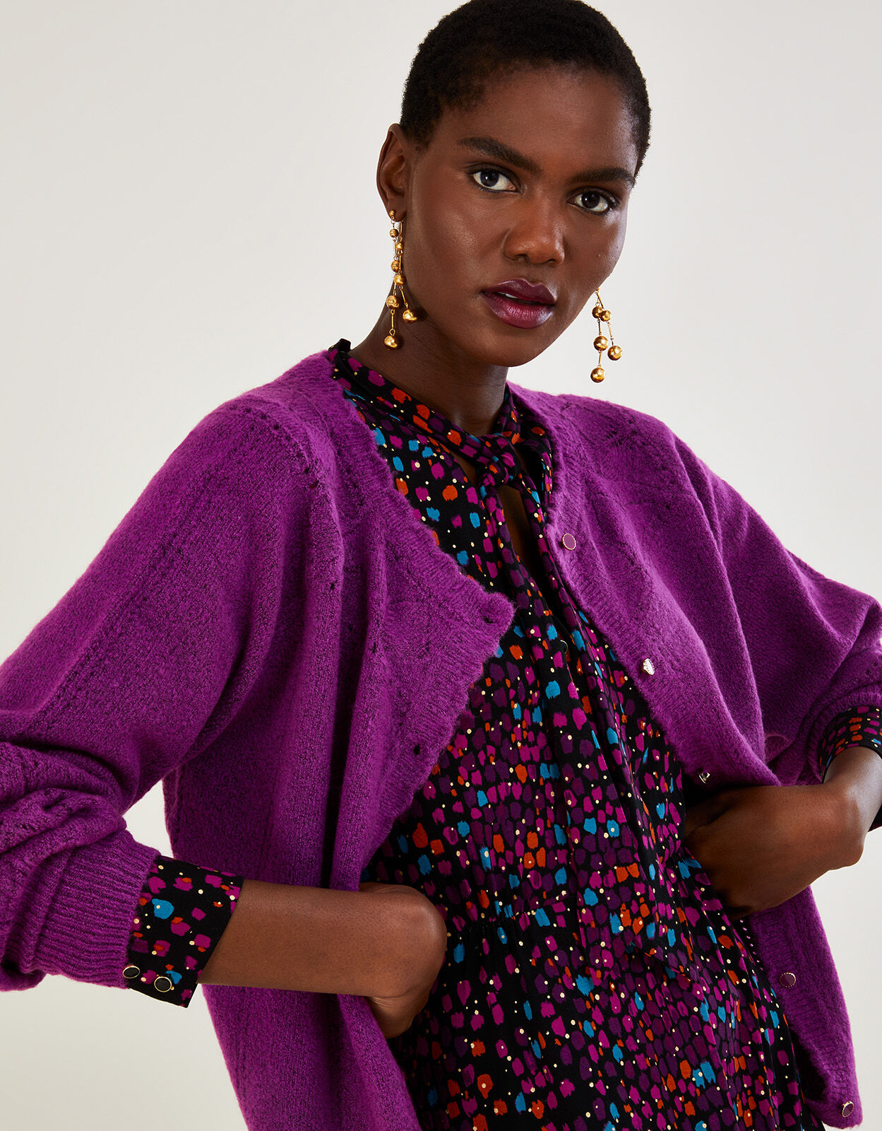 Smart Pointelle Cardigan with Recycled Polyester Cardigans Monsoon Global