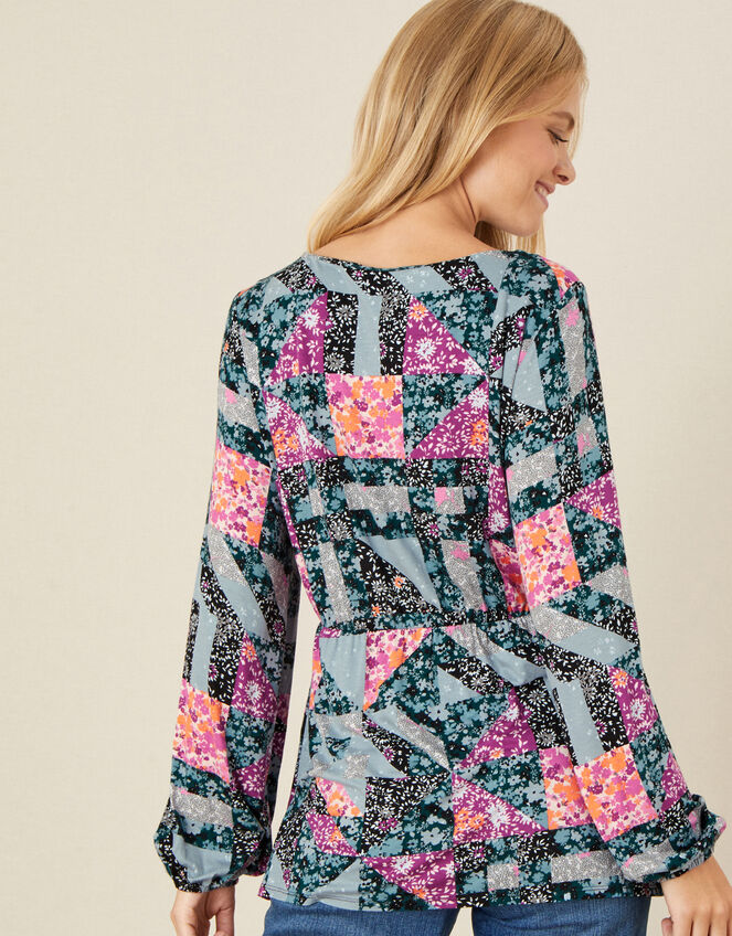 Patch Print Jersey Long Sleeve Top, Multi (MULTI), large