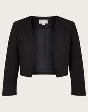 Hortensia Scallop Crop Jacket with Recycled Polyester, Black (BLACK), large