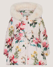 Baby Botanical Print Padded Coat, Ivory (IVORY), large