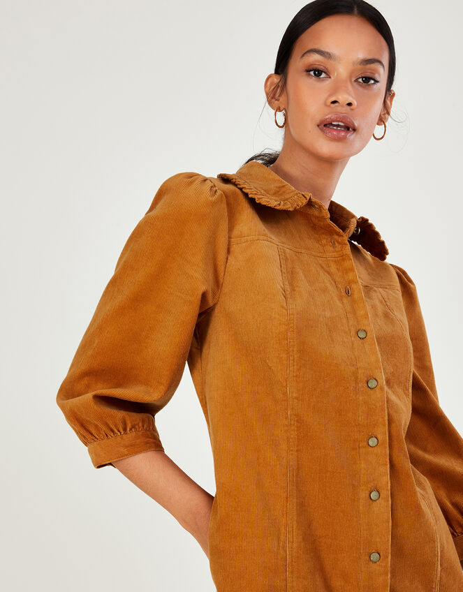 Eliza Plain Cord Dress, Tan (TAN), large