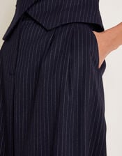 Paige Pinstripe Wide Leg Trousers, Blue (NAVY), large