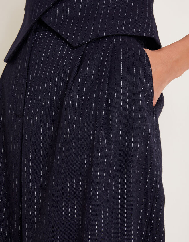 Paige Pinstripe Wide Leg Trousers, Blue (NAVY), large