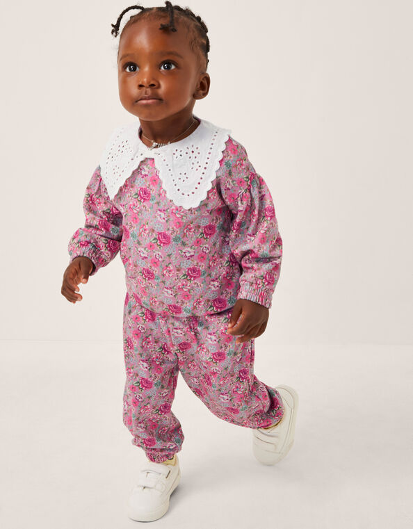 Baby Floral Collared Sweatshirt & Sweatpants Set, Multi (MULTI), large