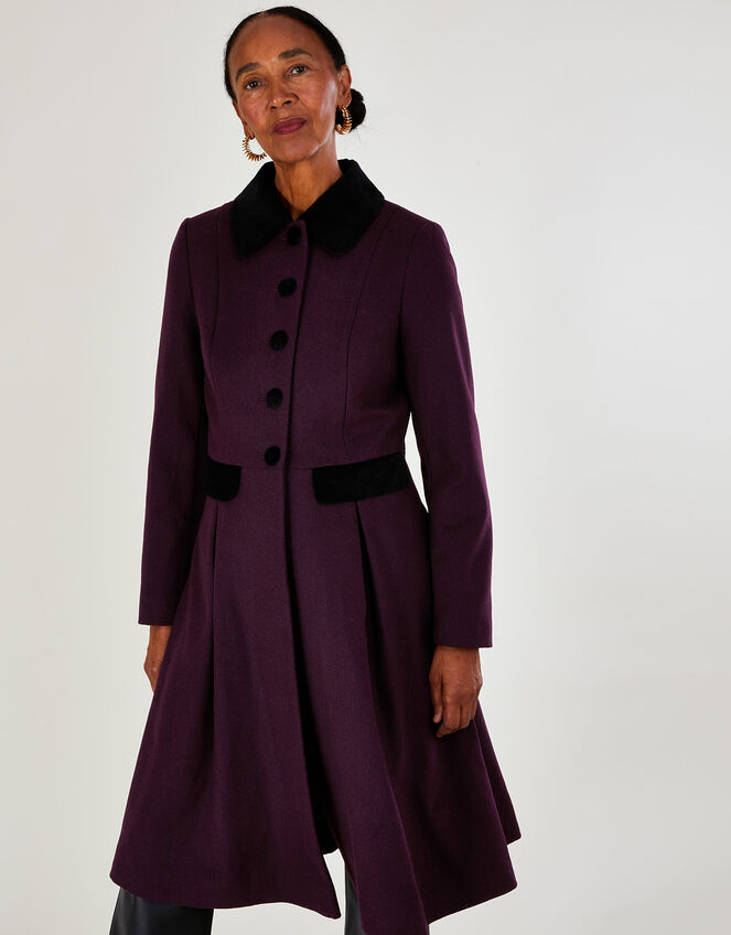 Opal Wool Opera Coat with Recycled Polyester, Purple (PURPLE), large