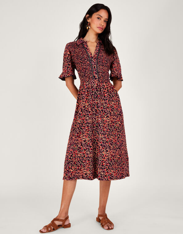 Print Shirt Dress, Red (RED), large