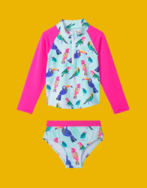 Hatley Bird Print Long Sleeve Swim Set, Blue (TURQUOISE), large