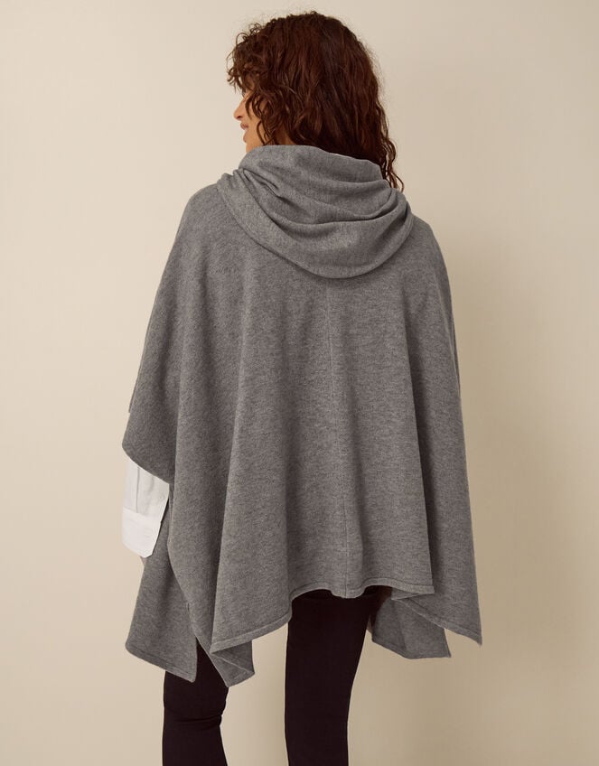 Samia Knitted Scarf Cape, Grey (CHARCOAL), large