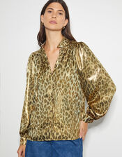 Lena Leopard Blouse, Gold (GOLD), large