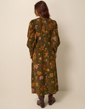 Princella Floral Corduroy Midi Dress, Green (GREEN), large