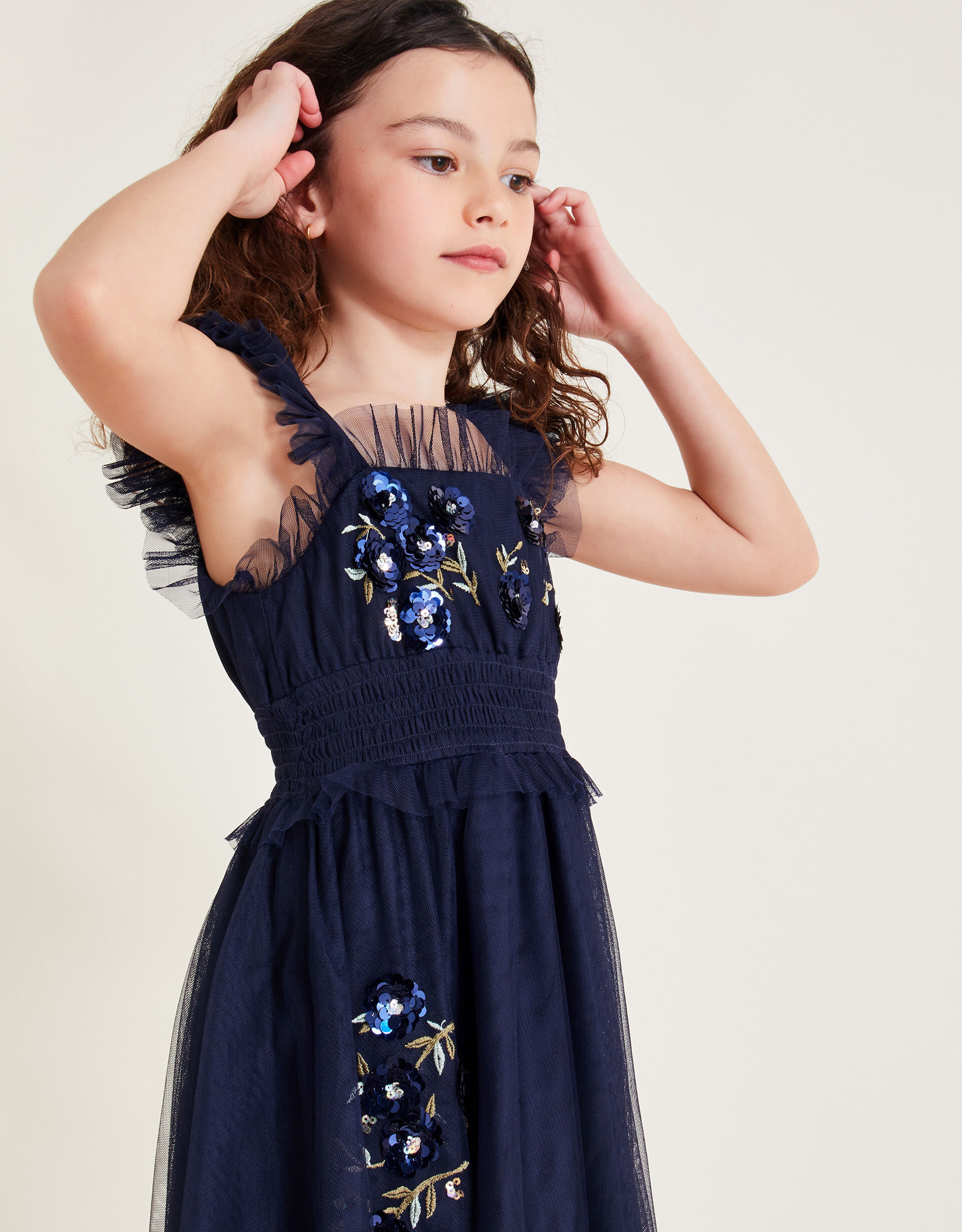 Monsoon girls navy dress hotsell