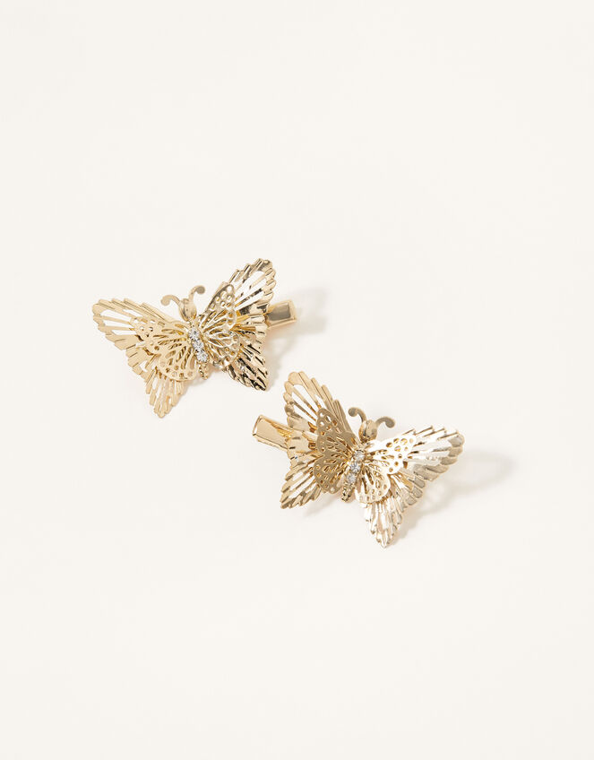Diamante Butterfly Hair Clips, , large