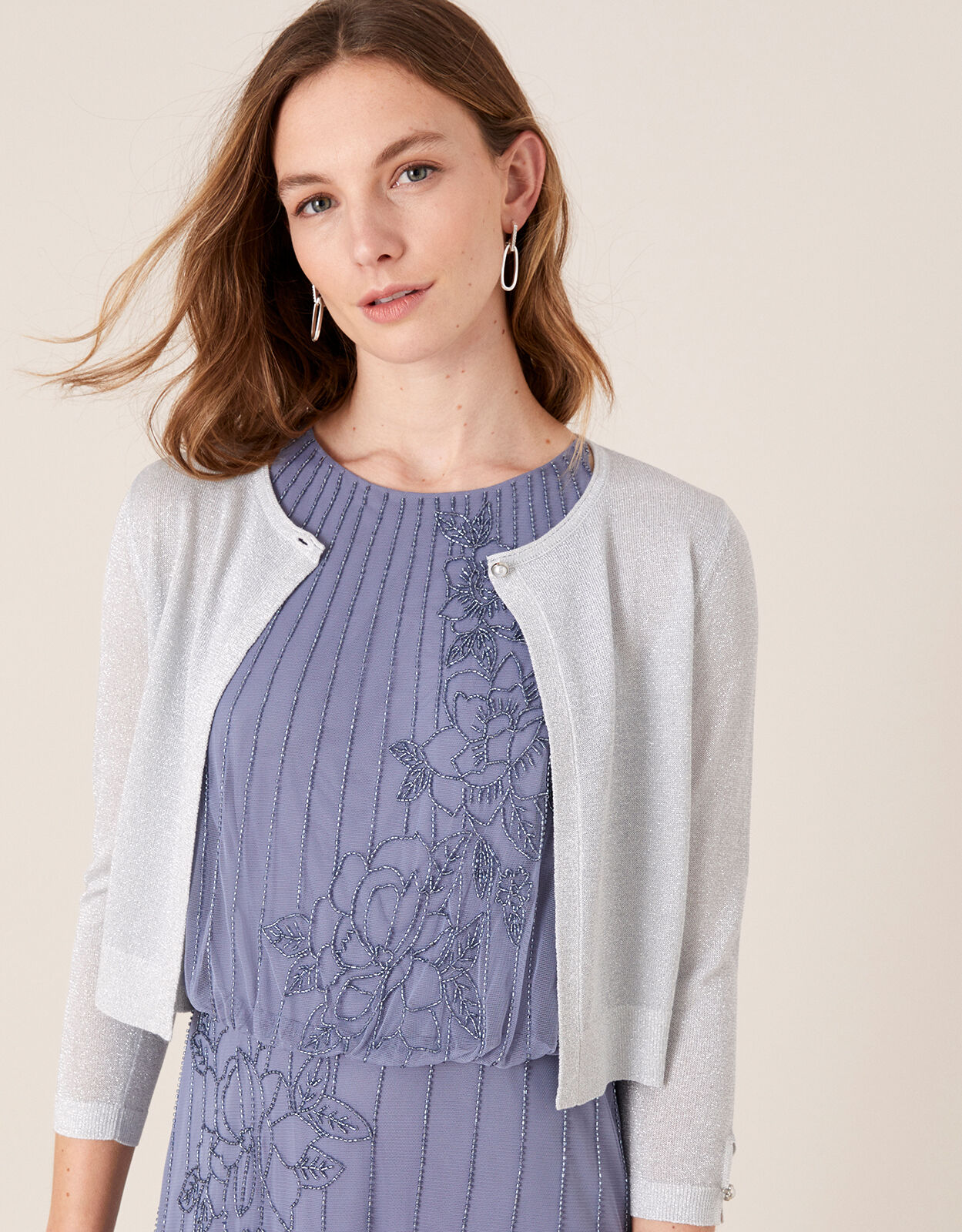 Elyse Metallic Shrug Ivory Shrugs Monsoon ROI