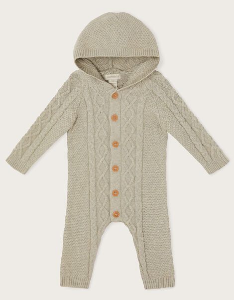 Newborn Cable Knit All-in-One, Grey (GREY), large