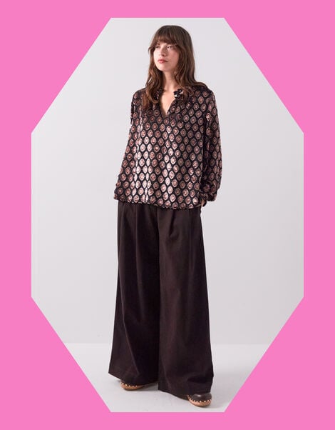 East Pheba Print Blouse, Black (BLACK), large