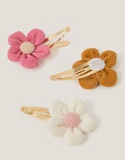 3-Pack Cord Flower Hair Clips, , large