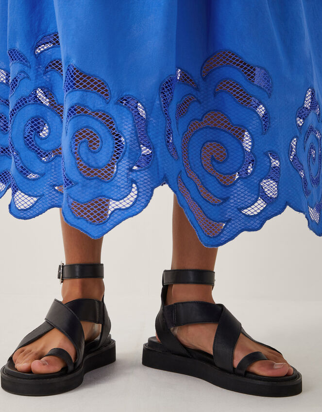 Grace Cutwork Midi Skirt , Blue (COBALT), large