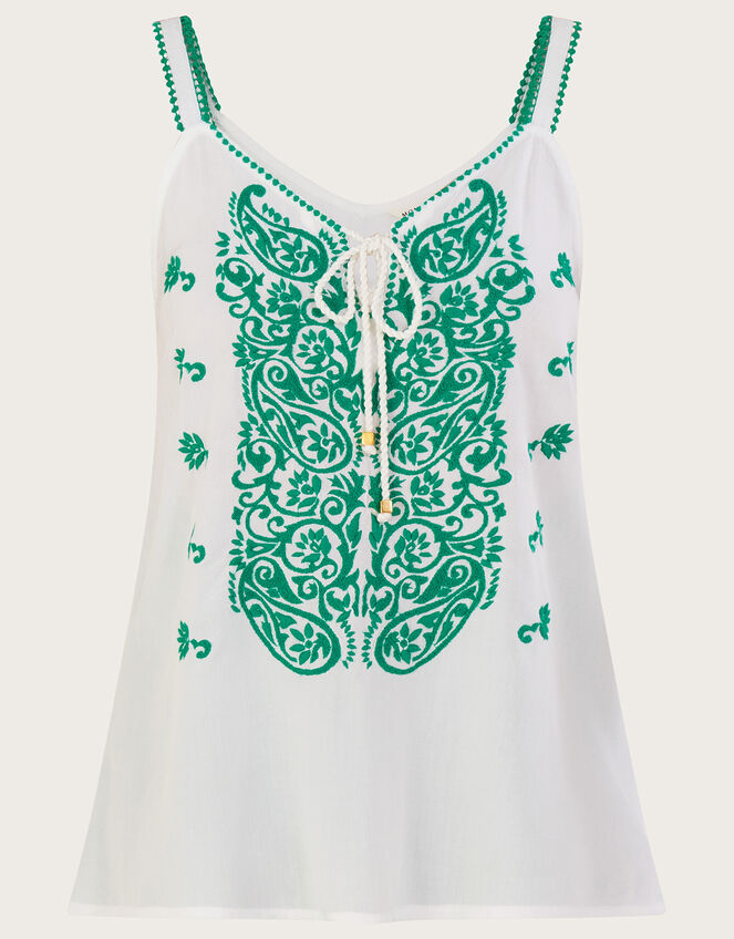 Embroidered Cami Top, Green (GREEN), large