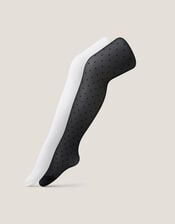 2-Pack Sheer Polka Dot Tights, Black (BLACK), large