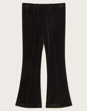 Floral Velour Flare Leggings, Black (BLACK), large