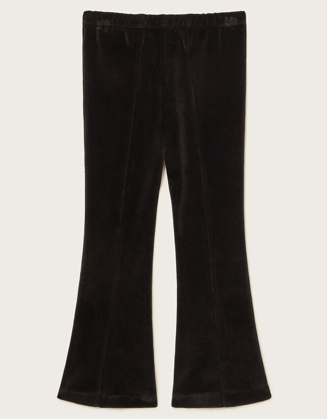 Floral Velour Flare Leggings, Black (BLACK), large