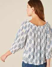 Whitney Printed Top LENZING™ ECOVERO™ , Blue (BLUE), large