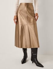 Pippa Faux Leather Midi Skirt, Bronze (BRONZE), large