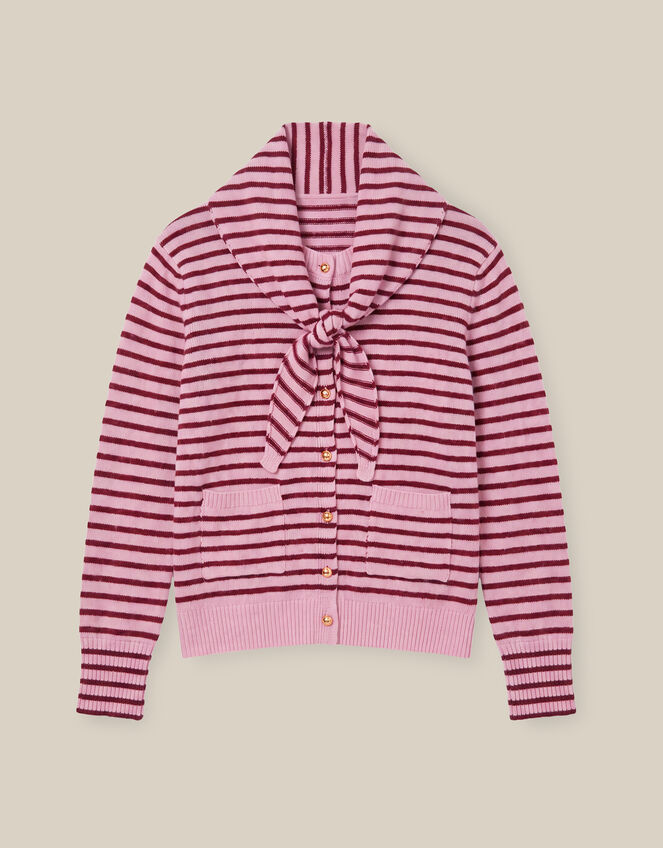 Shola Stripe Cardigan & Scarf, Pink (PINK), large