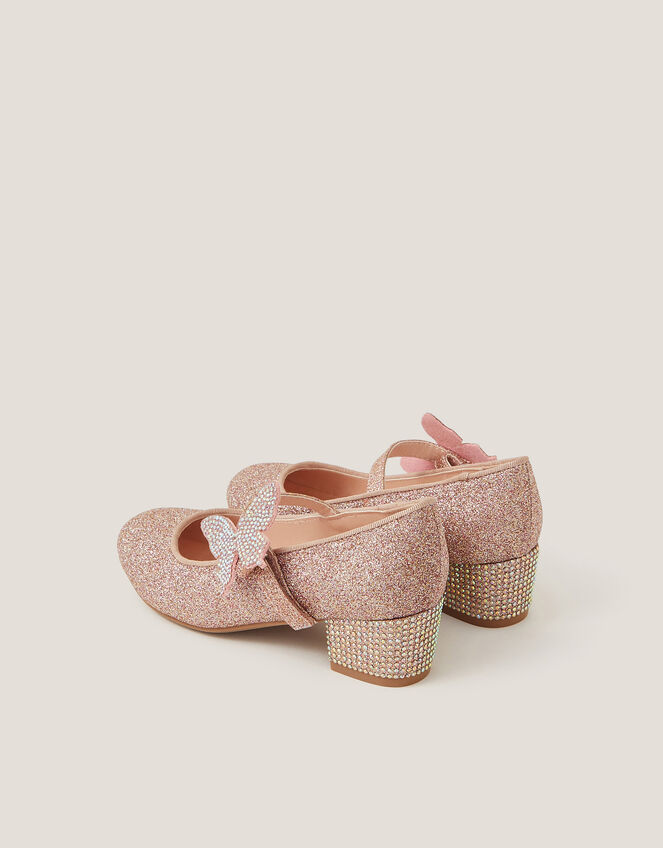 Glitter Butterfly Strap Heels, Pink (PINK), large