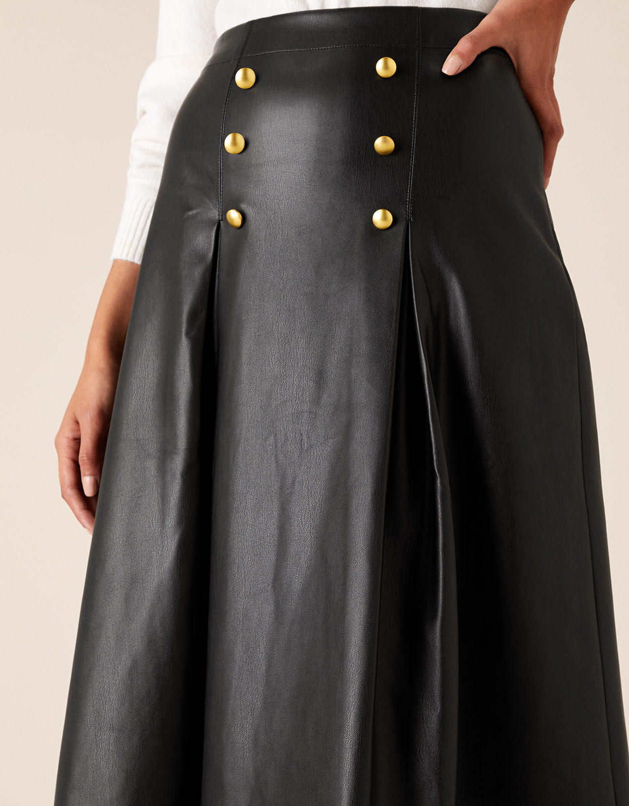 Monsoon leather midi on sale skirt