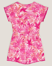 Birds Of Paradise Short Sleeve Romper, Pink (PINK), large
