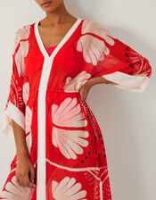 Nara Leaf Print Kaftan, Orange (RUST), large