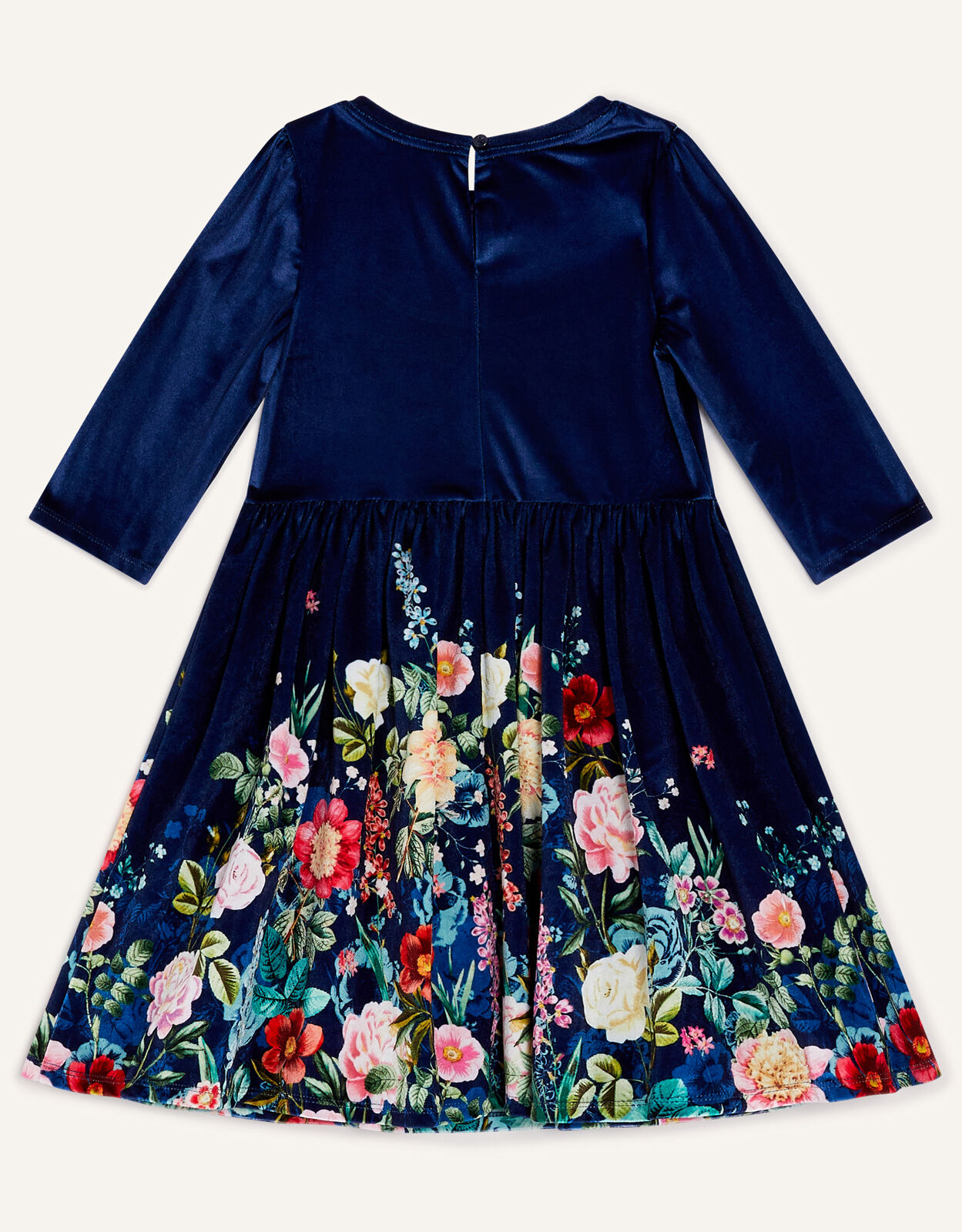 Botanical Print Velvet Dress Blue