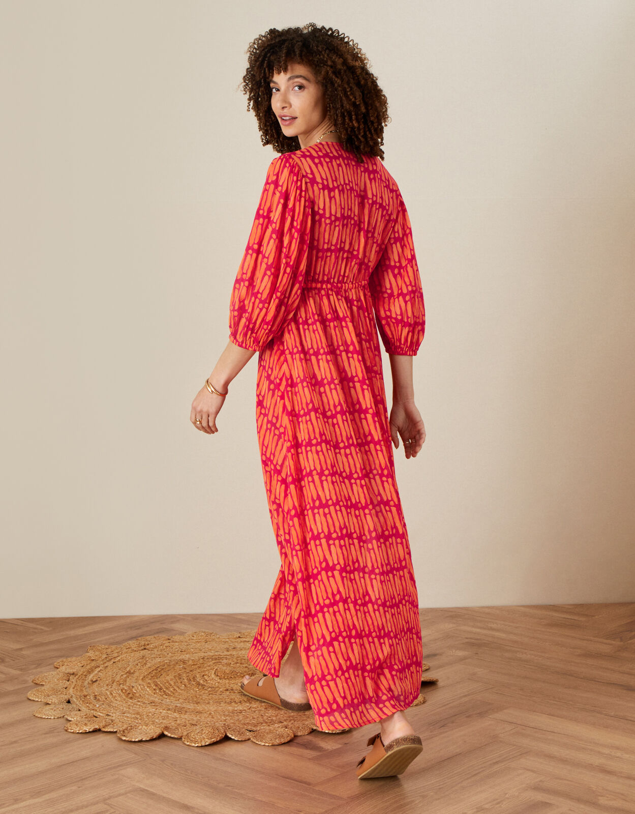 Benita Maxi Dress in Organic Cotton Pink Maxi Dresses Monsoon ROI