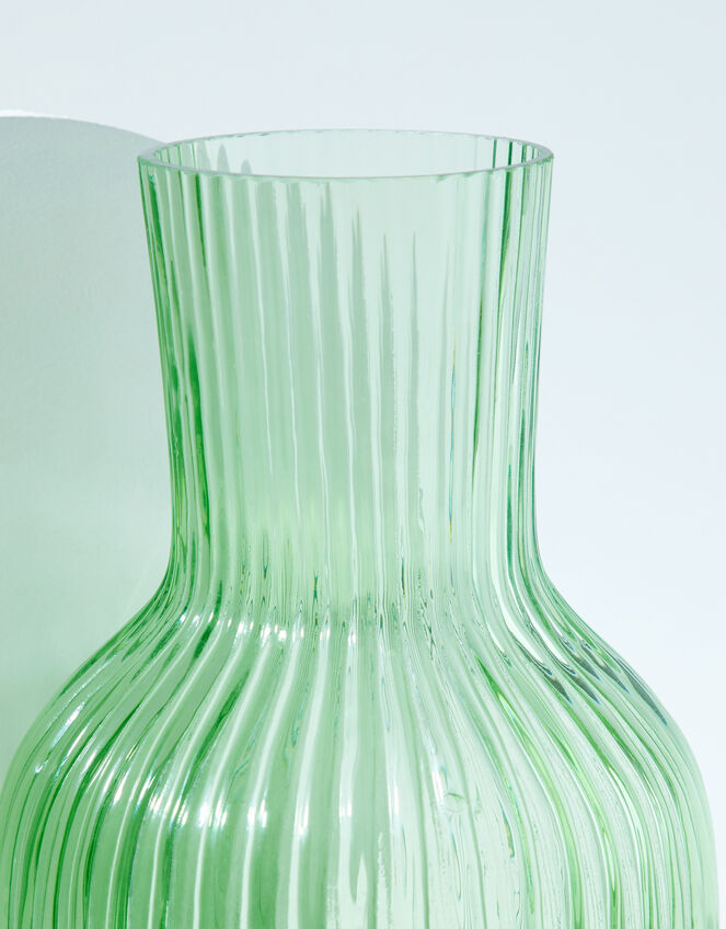 Glass Ribbed Small Vase, Green (GREEN), large